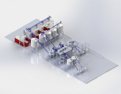 Detailed view of the automated PVC compounding and conveying pipeline infrastructure
